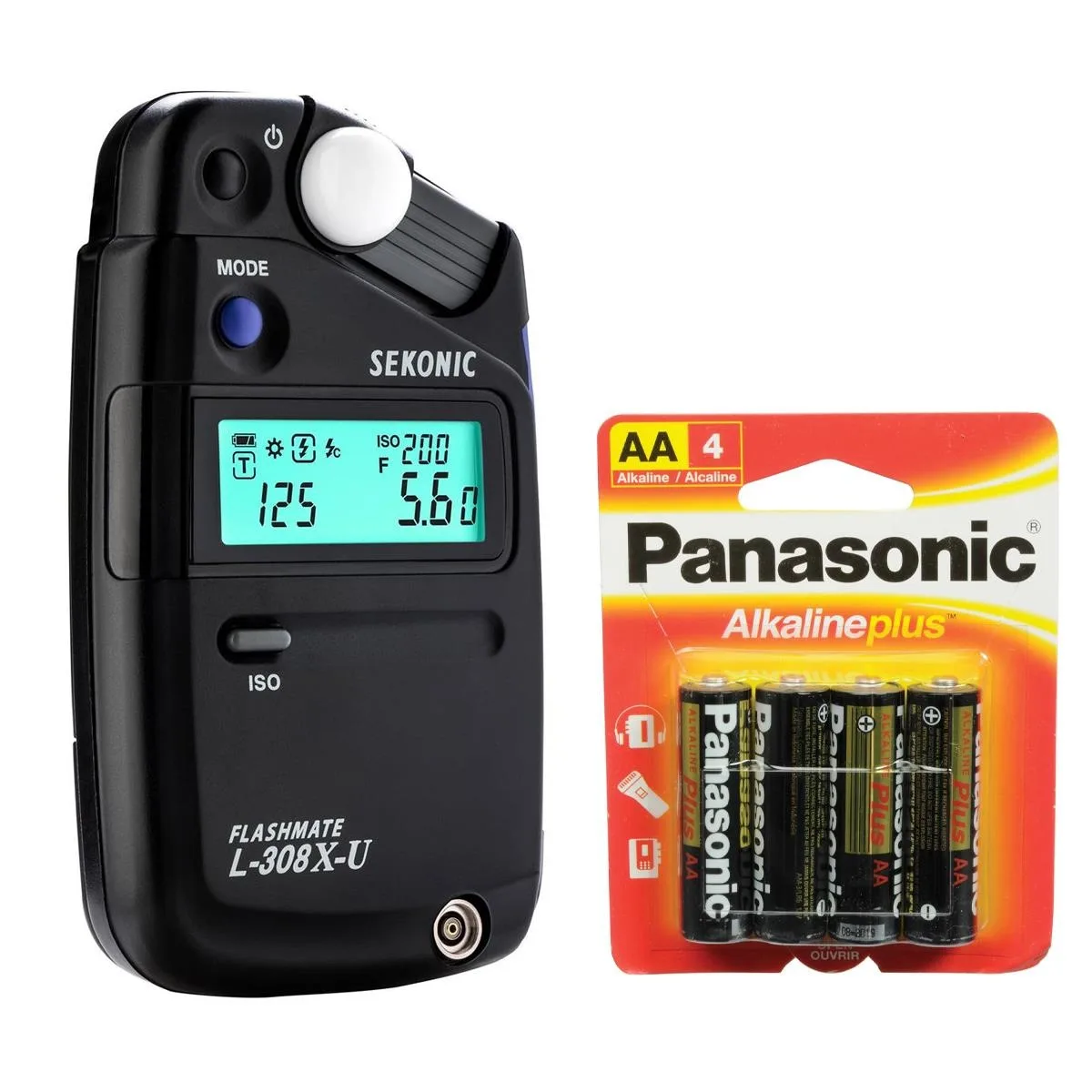Compact white digital light meter with sliding lumisphere and LCD screen