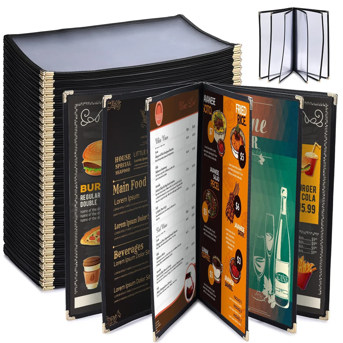 Yescom USA, Inc. Yescom USA, Inc. 26MNC031-814B6-06-30 30-pack 8.5x14" 6-page 12-view menu cover accessory — product photo