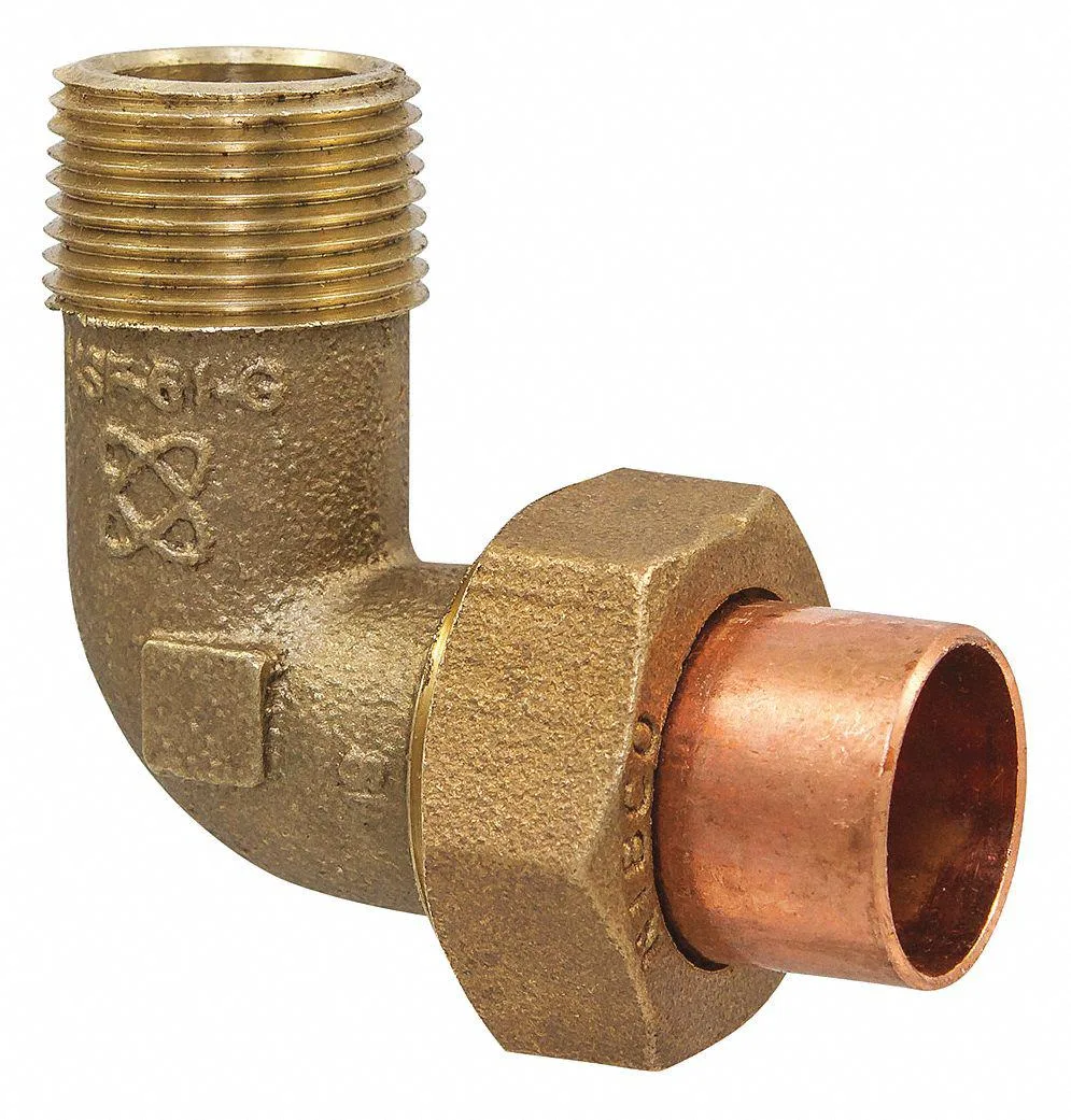 Bronze 90-degree elbow coupling with sweat and threaded ends