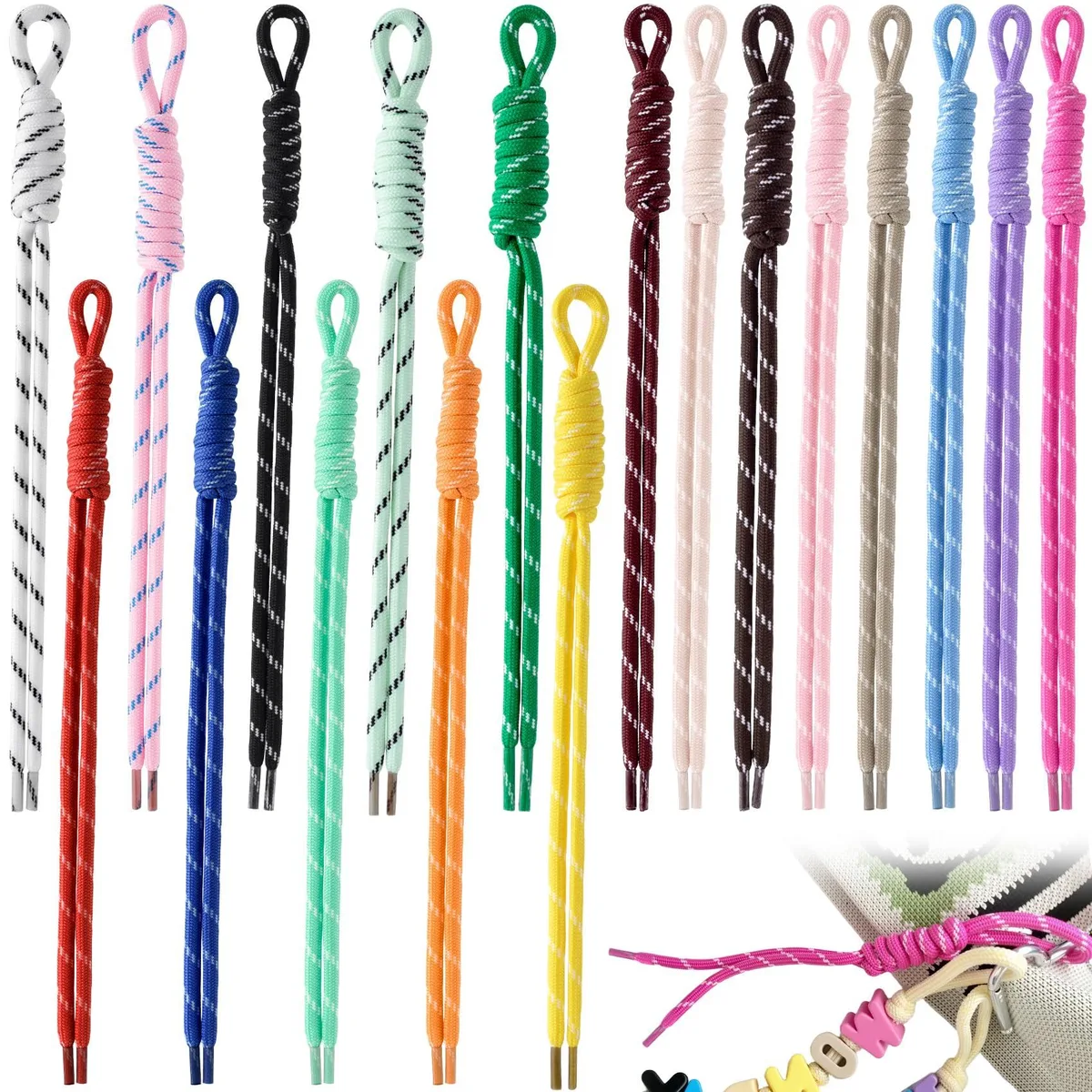  VARMDUKKE 18pcs Paracord Keyholder 10.63 inch Braided Rope Colorful — product photo