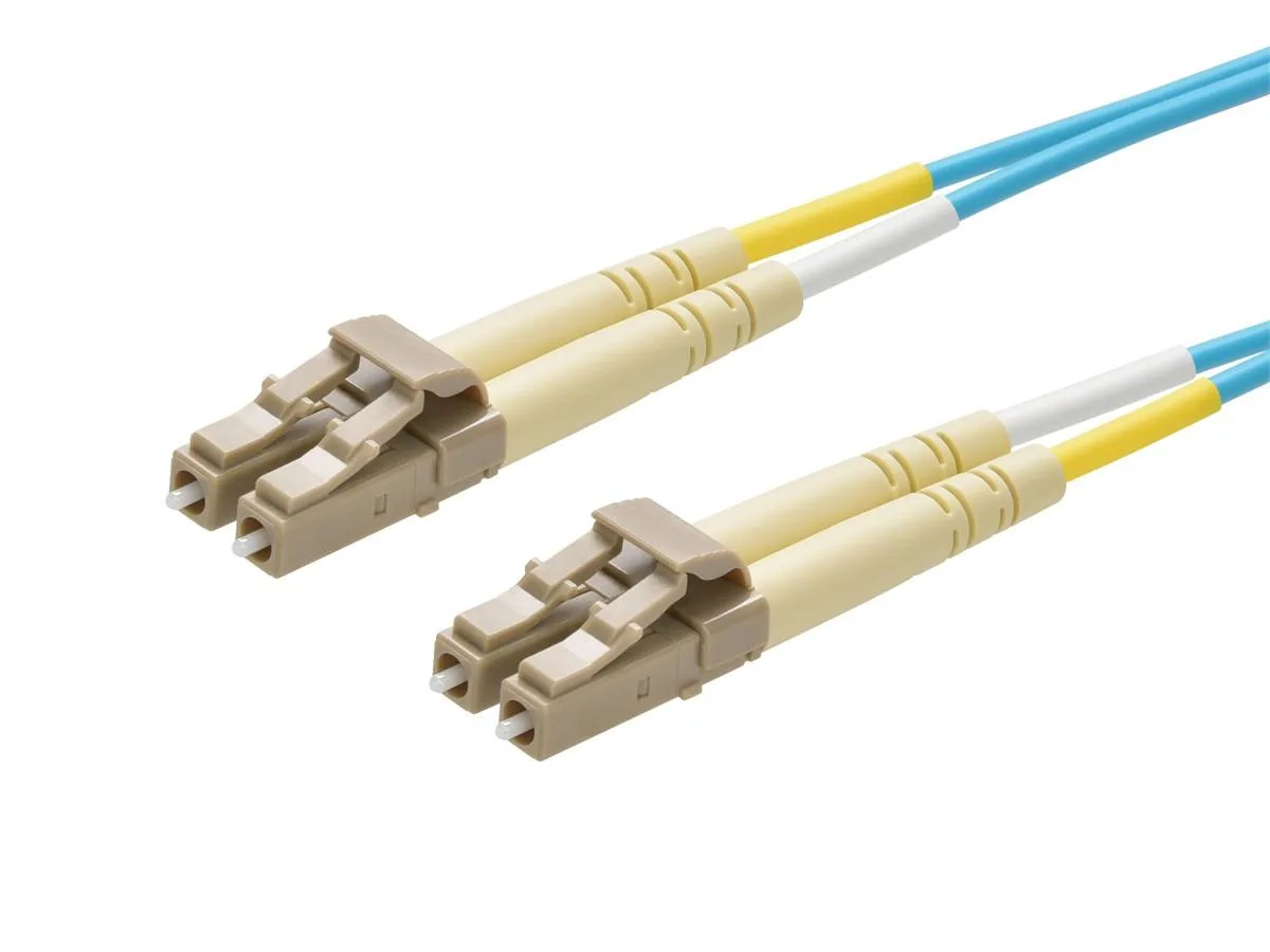 Monoprice Inc. Monoprice 106388 fibre optic cable 5 m aqua LC/LC OM3 50/125 10Gb duplex — product photo