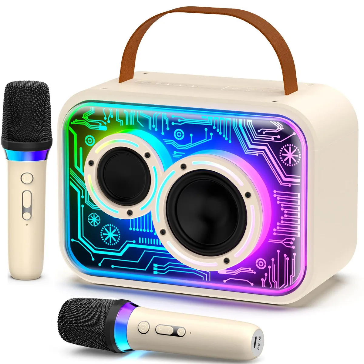JYX JYX-D30 Karaoke System 2 Wireless Mics 12h Beige — product photo