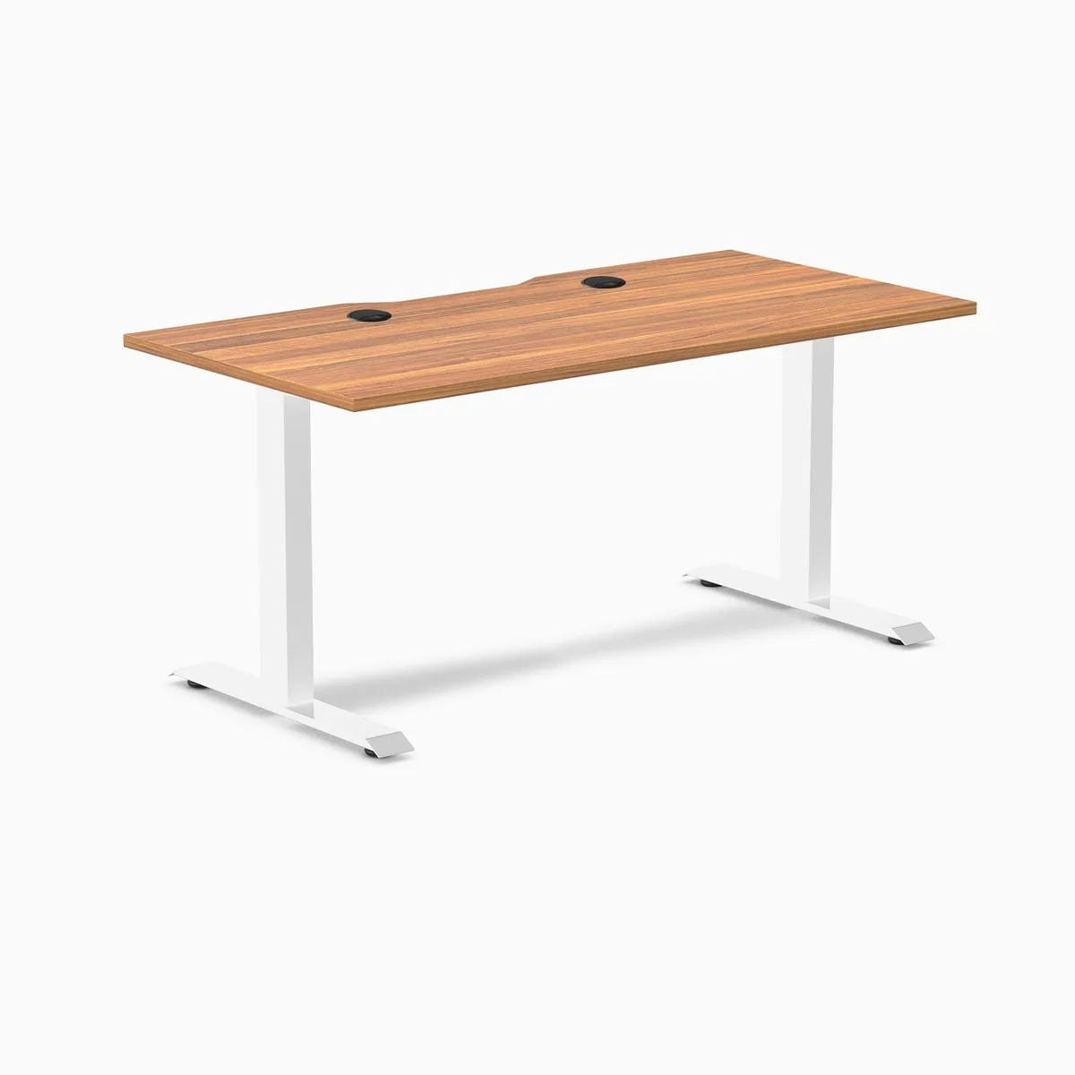 Desky Desky Zero Scalloped Laminate Desk Prime Oak / White 59.1 x 29.5 in with Grommets — product photo