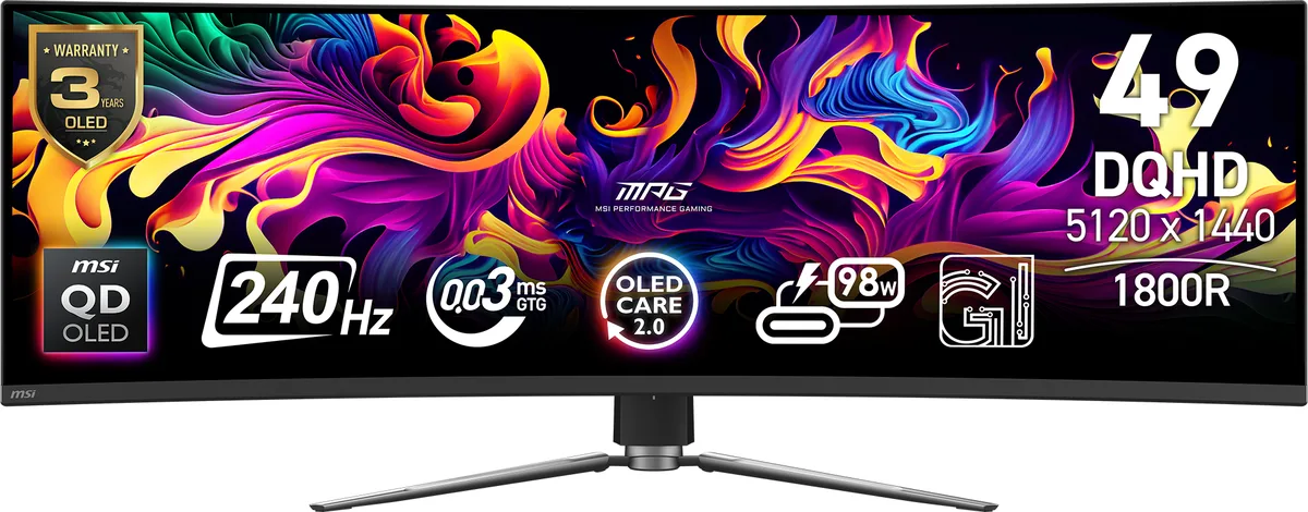 MSI MSI MPG 491CQPX QD-OLED 49" DQHD 240Hz gaming monitor — product photo