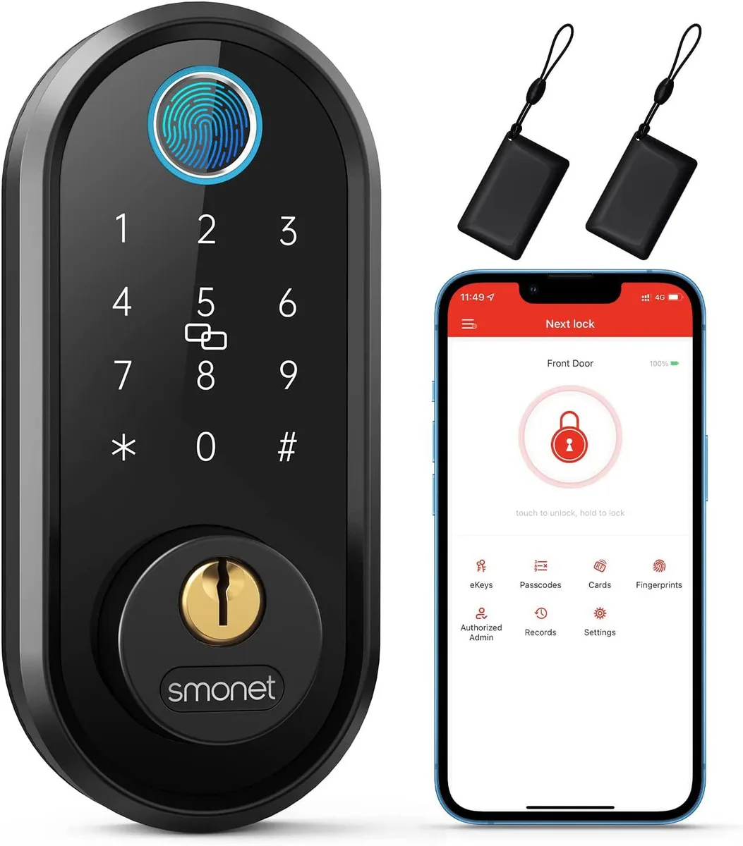 SMONET SMONET Y1-FP-BLACK smart door lock fingerprint Bluetooth black — product photo