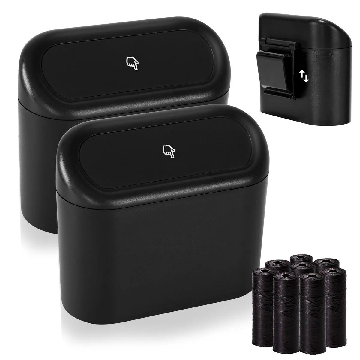  Winco NBT-BK-2 2-pack mini car garbage cans 2000 ml 120 bags black — product photo