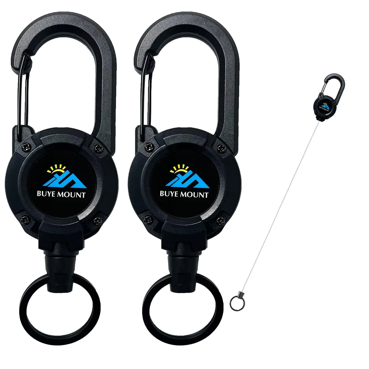  Viator Gear Retractable Keychain 2-Pack 58cm Stainless Steel Cord Black — product photo