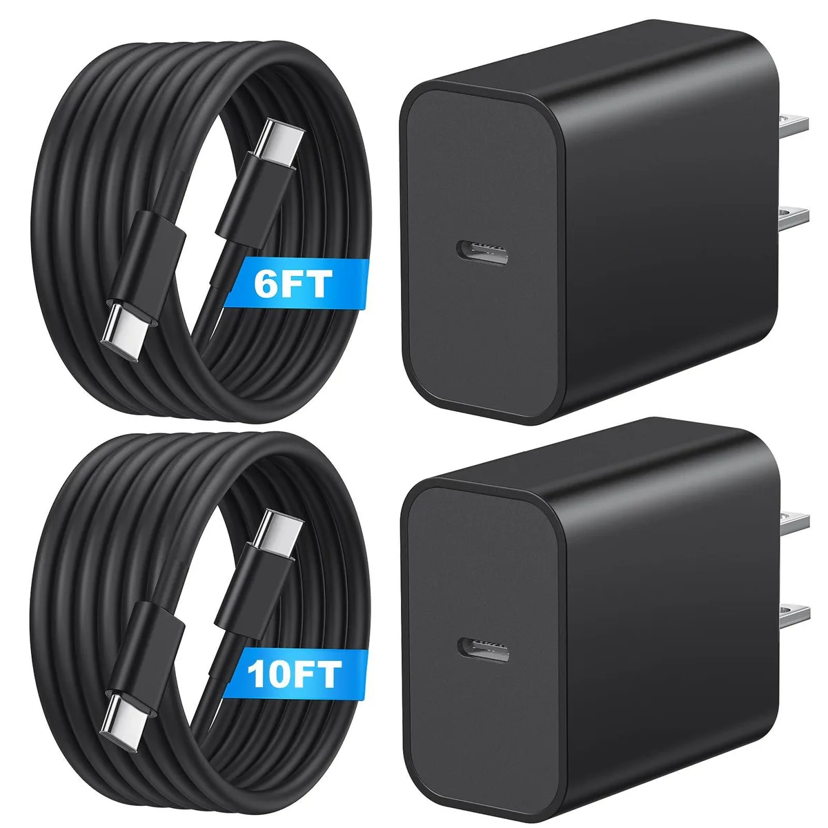 KEHIPI KEHIPI ZYH-J15 USB C cable 2-pack 10ft black 20W — product photo
