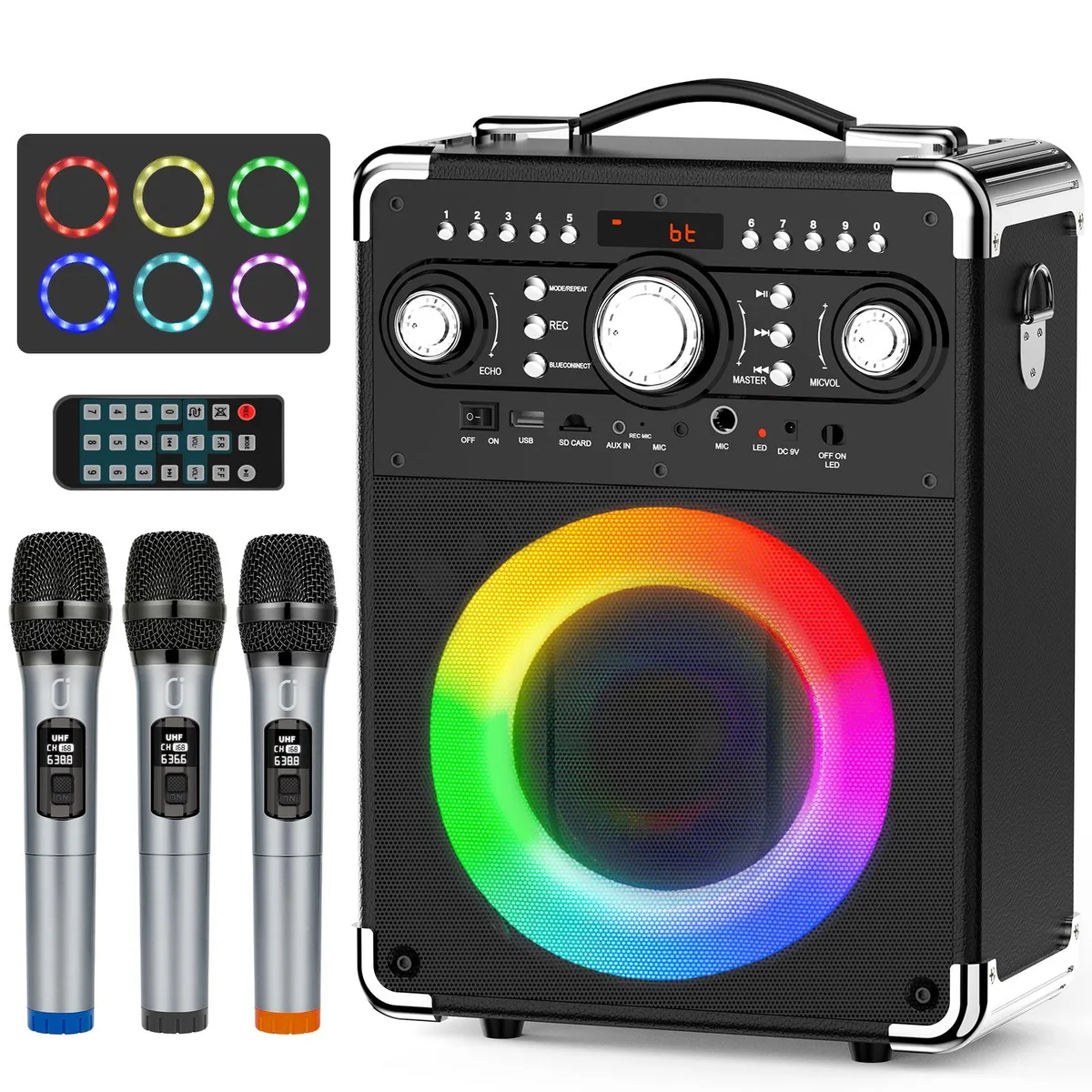 JYX JYX FF-S8-T Karaoke System with 3 Wireless UHF Microphones, Bluetooth 5.0 — product photo