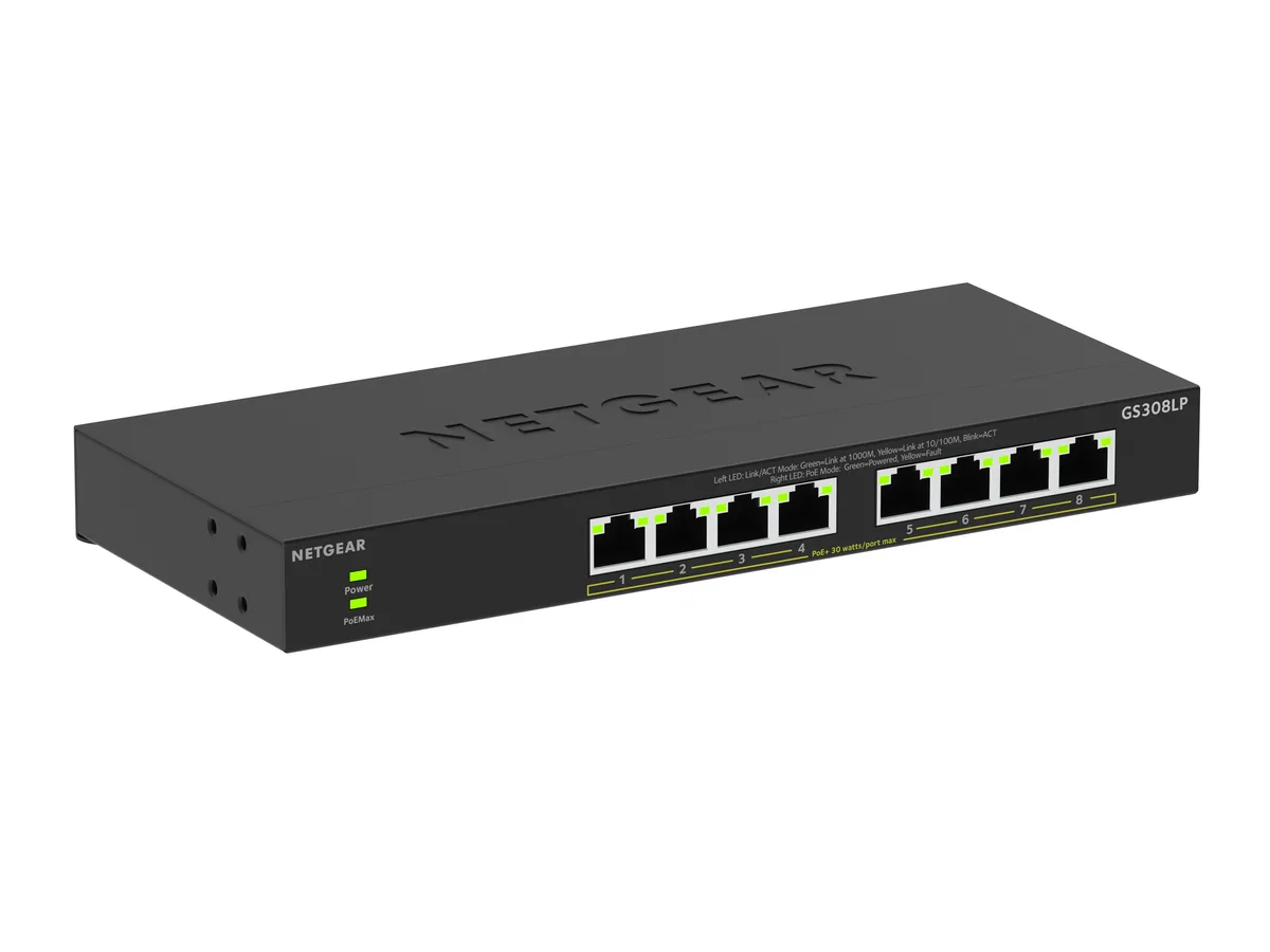 Netgear Inc. Netgear Inc. GS308LP-100NAS 8-port Gigabit PoE+ network switch 60W — product photo