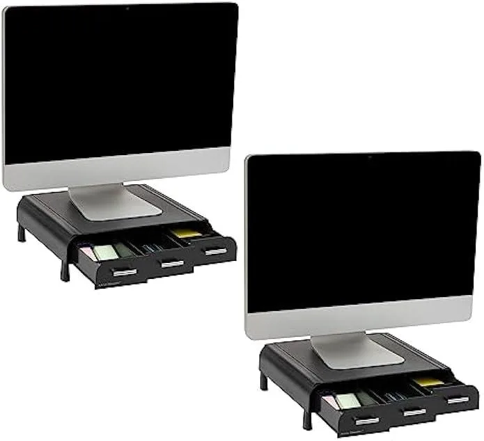 TAURKENAM TAURKENAM Monitor Stand 3 Drawers Set of 2 Black — product photo