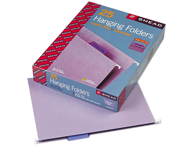 Smead Smead 64064 Hanging File Folders, 1/5 Tab, 11 Point, Letter, Lavender, 25/Box — product photo