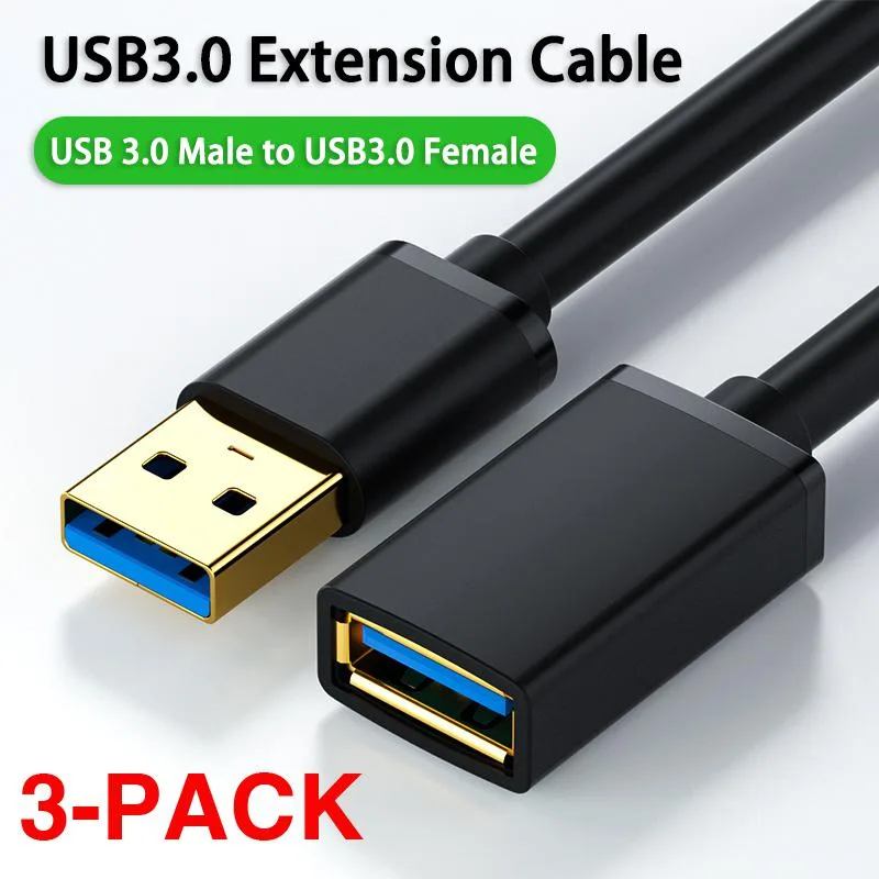 AUBEAMTO AUBEAMTO USB 3.0 Extension Cable 3 Pack 1.64ft Male to Female 5Gbps — product photo