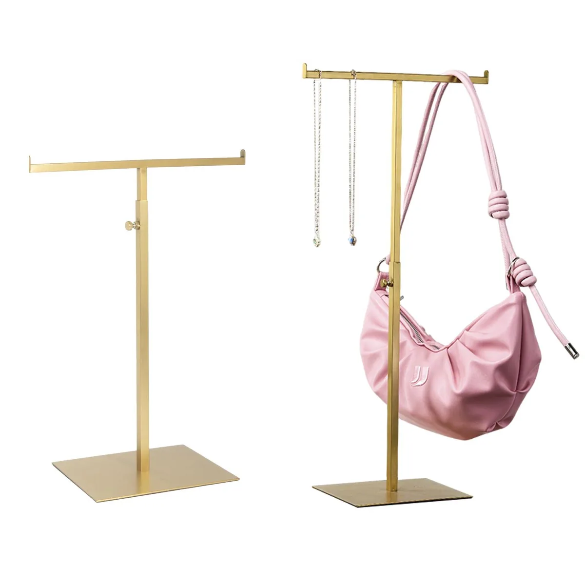  MCKECHSION Purse Display Stand 2 Pack Stainless Steel Adjustable 13.9-25 in Silver — product photo