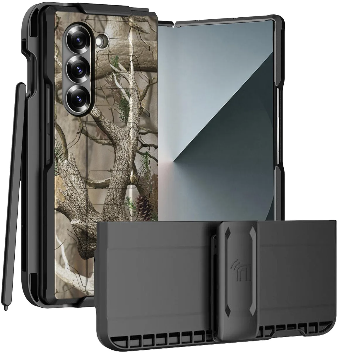 Nakedcellphone Nakedcellphone Rugged Case &amp; Holster for Galaxy Z Fold 6 Bush Camo — product photo