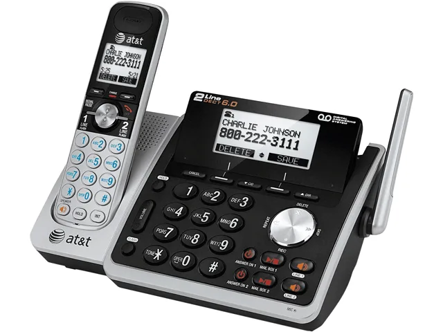 AT&amp;T AT&amp;T TL88102 DECT 6.0 2-Line Corded/Cordless Phone with Answering System, 1 Handset — product photo