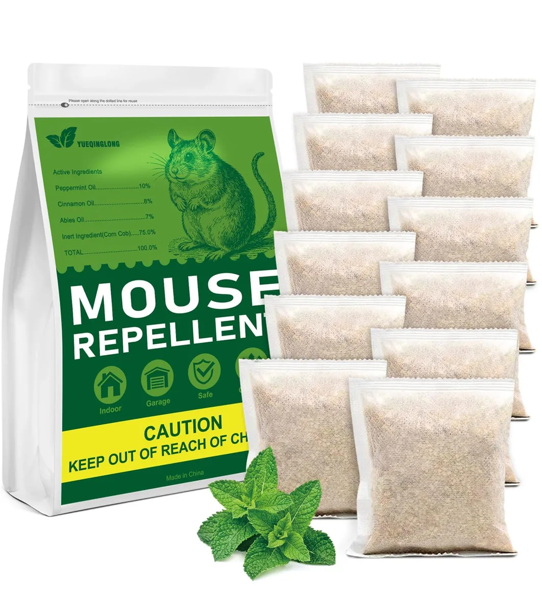 Resealable bag holding twelve plant-based repellent pouches
