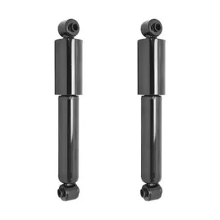 Two silver rear shock absorbers in a cardboard box