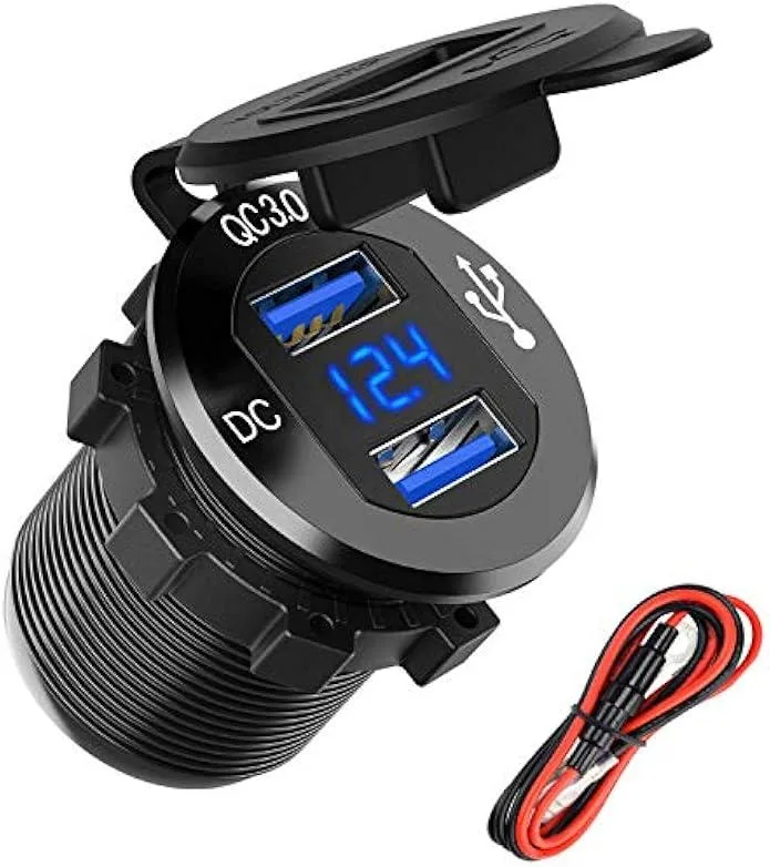 iworkmart iworkmart 12V/24V 36W Dual QC3.0 USB Car Charger with LED Voltmeter — product photo