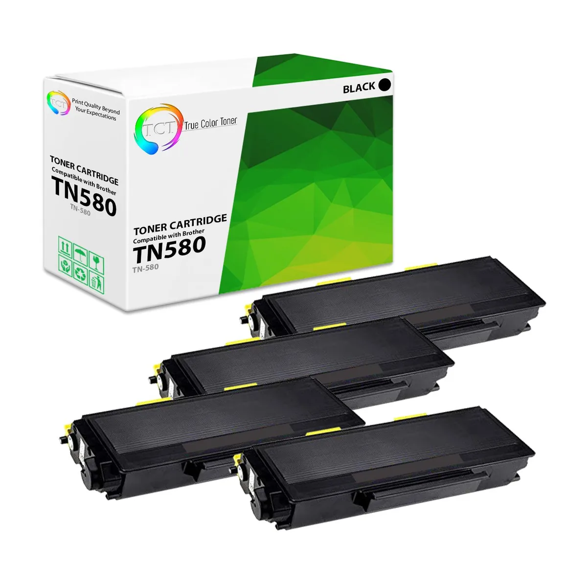 True Color Toner True Color Toner TN-580 Black Toner Cartridge 4 Pack 7000 Pages — product photo