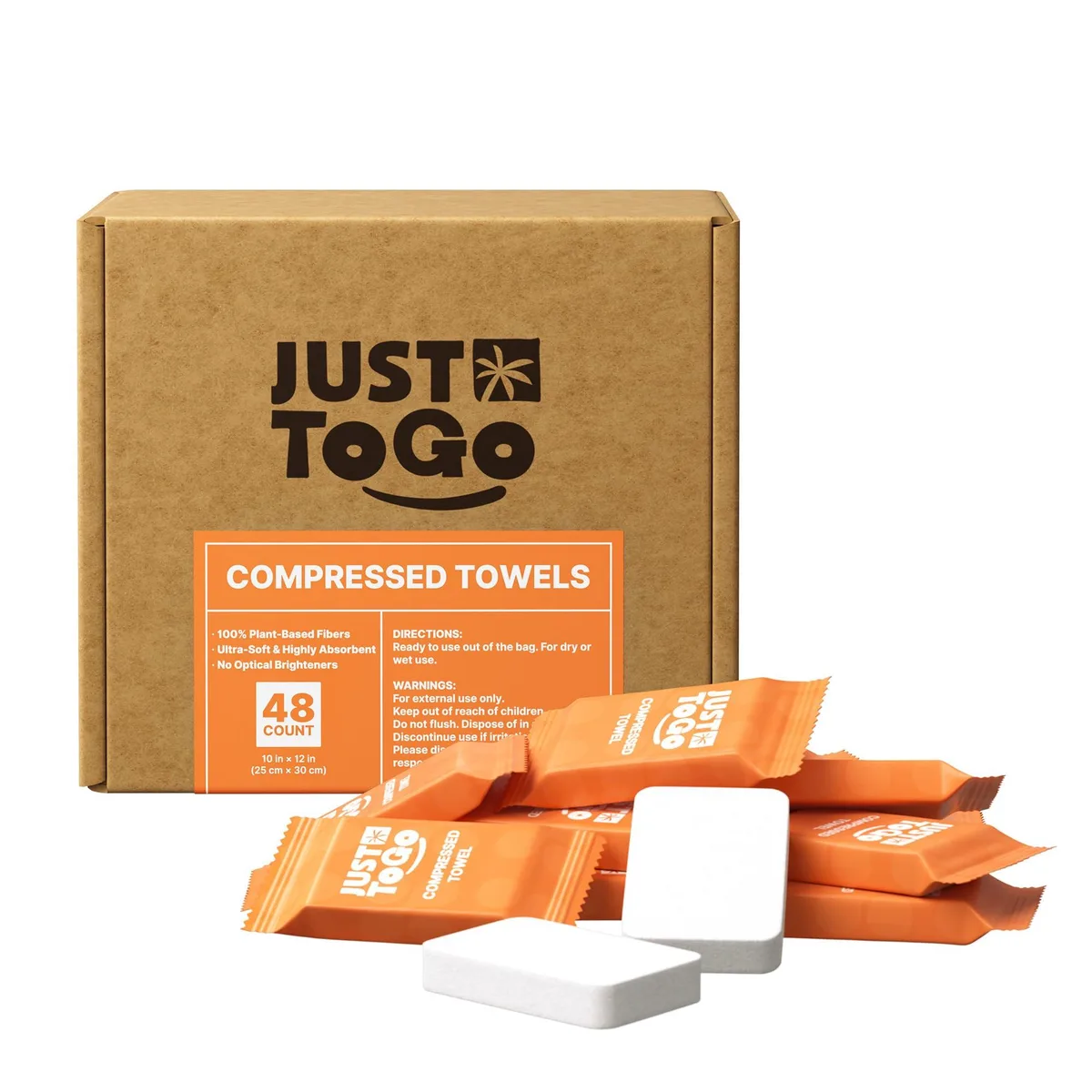  JUST TO GO Compressed Towel Tablets 10x12 Inch 48 Count — product photo