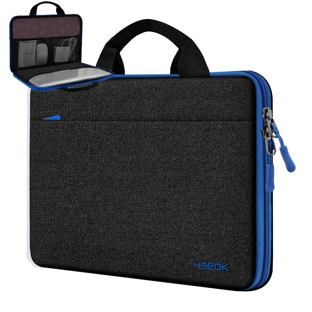  Hseok HS015-133-Handle-Black-Blue zipper Laptop Sleeve 13.3 inch — product photo