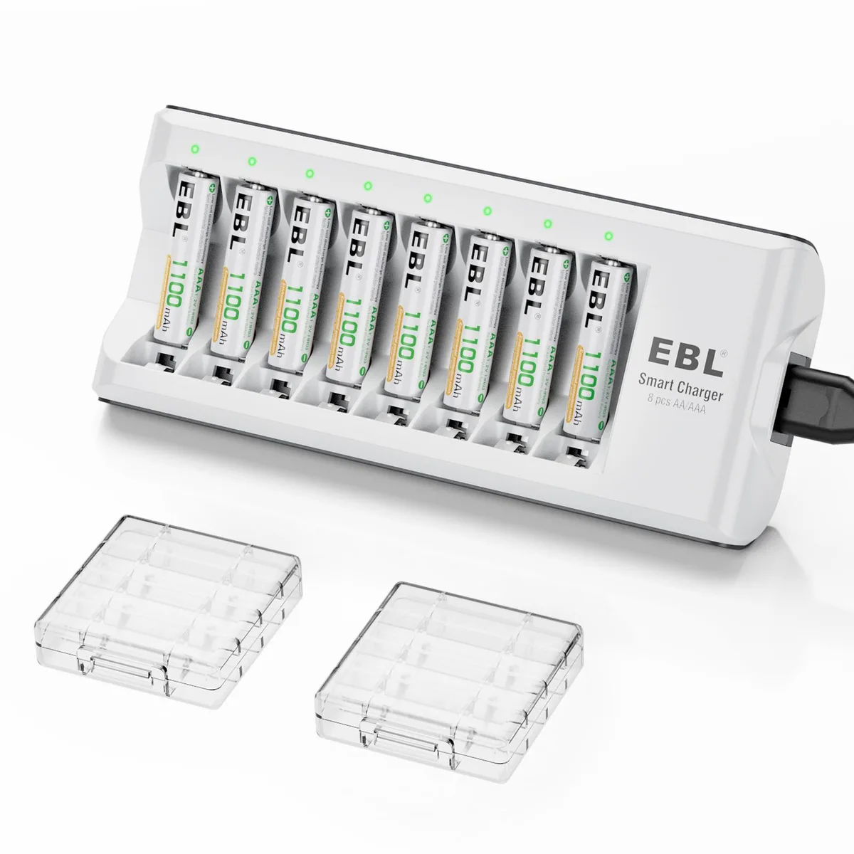 Shenzhen Lepower Electronics Co., Ltd Shenzhen Lepower Electronics Co., Ltd 8-Pack 1100mAh AAA Ni-MH Batteries with 8 Bay Charger — product photo