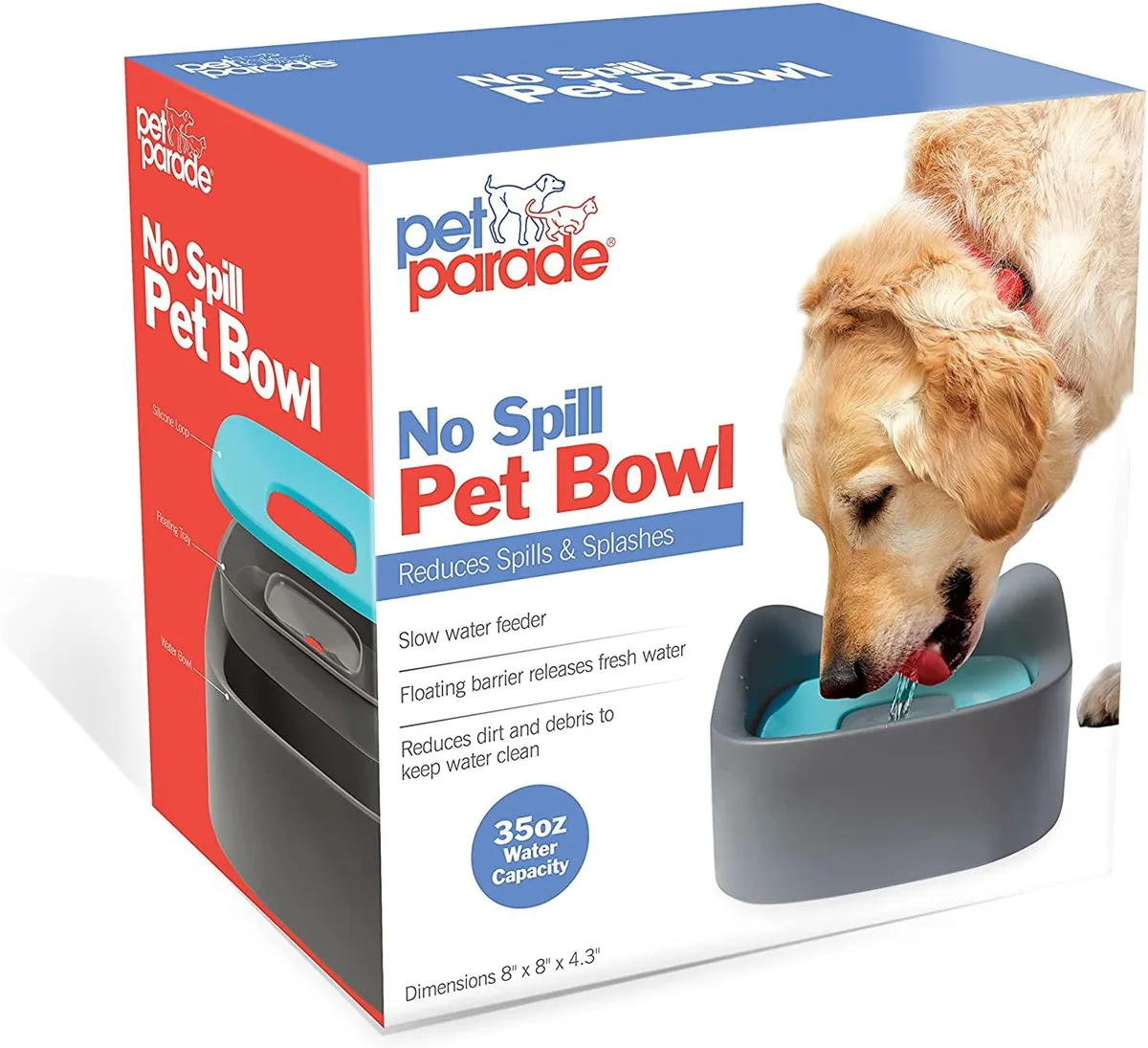 Jobar International Jobar International JB8902 No Spill Pet Bowl Grey 35 oz 8" x 8" x 4.3 — product photo