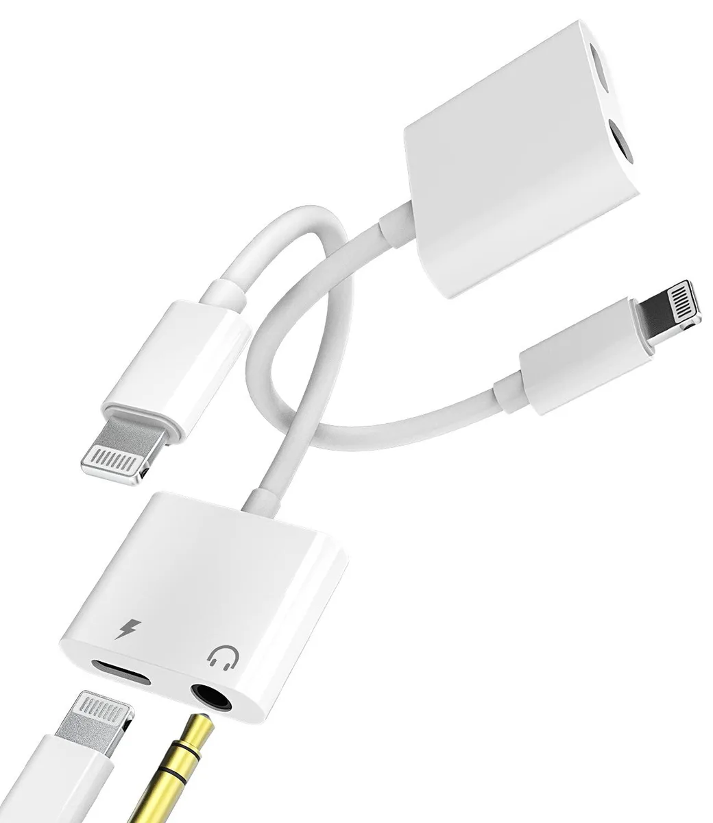  2Pack Apple MFi Lightning to 3.5mm Audio &amp; Charging Cable White — product photo