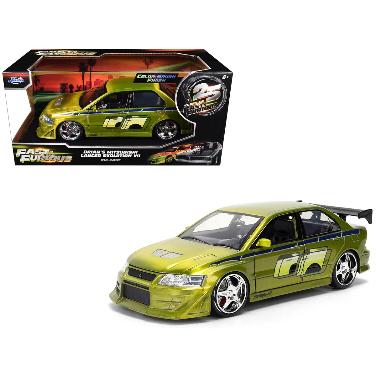 Jada Jada Brian's Mitsubishi Lancer Evolution VII 1/24 Green Brush Finish 25 Years Fast &amp; Furious — product photo