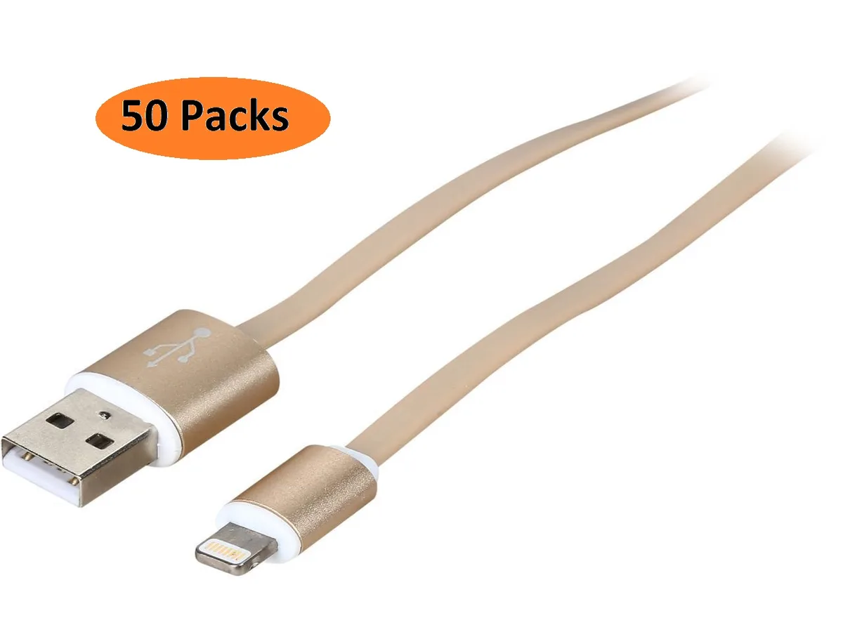 Nippon Labs Nippon Labs MFI Lightning Flat Cable Gold 6 ft 50 Pack — product photo