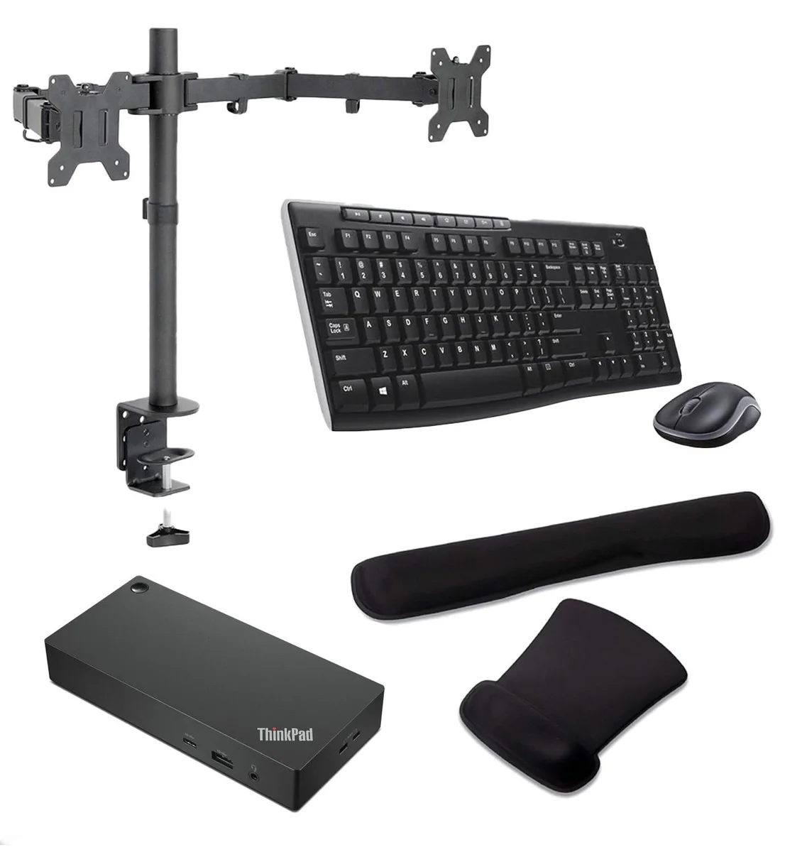 Lenovo Lenovo ThinkPad Hybrid USB-C USB-A Dock 90W 4K MK670 Bundle Dual Monitor Stand — product photo