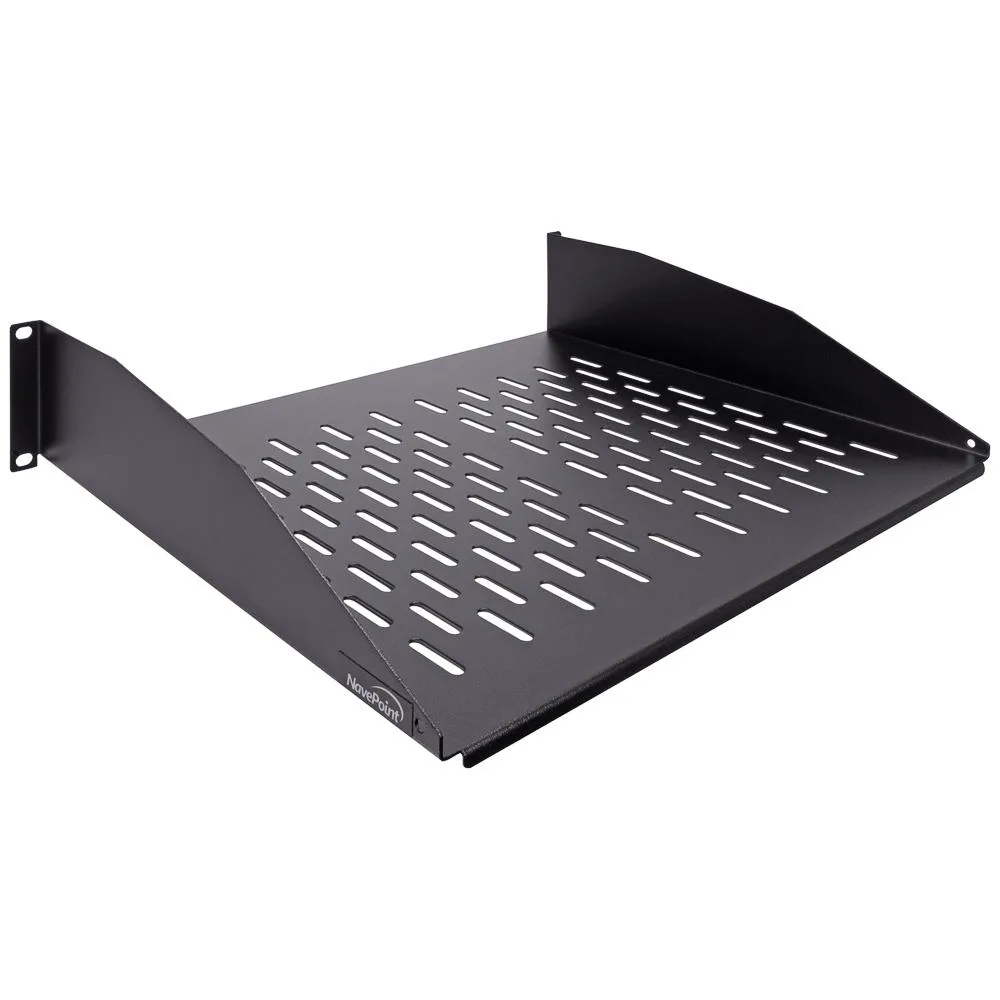 NavePoint NavePoint 2U 19-Inch Vented Cantilever Server Rack Shelf 14-Inch Deep Black — product photo