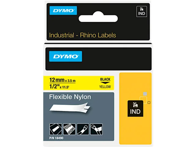 DYMO DYMO 18490 pos accessory 1/2" x 11 1/2 ft yellow flexible nylon tape cartridge — product photo