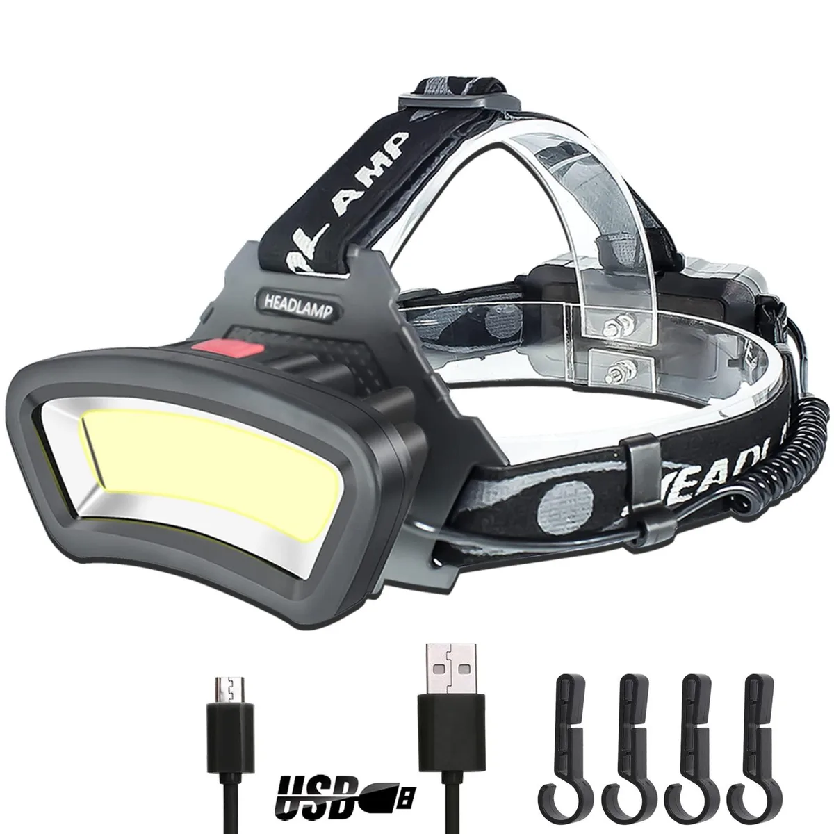Kaito C01-1 headlamp with arc COB floodlight panel and 90 degree swivel head