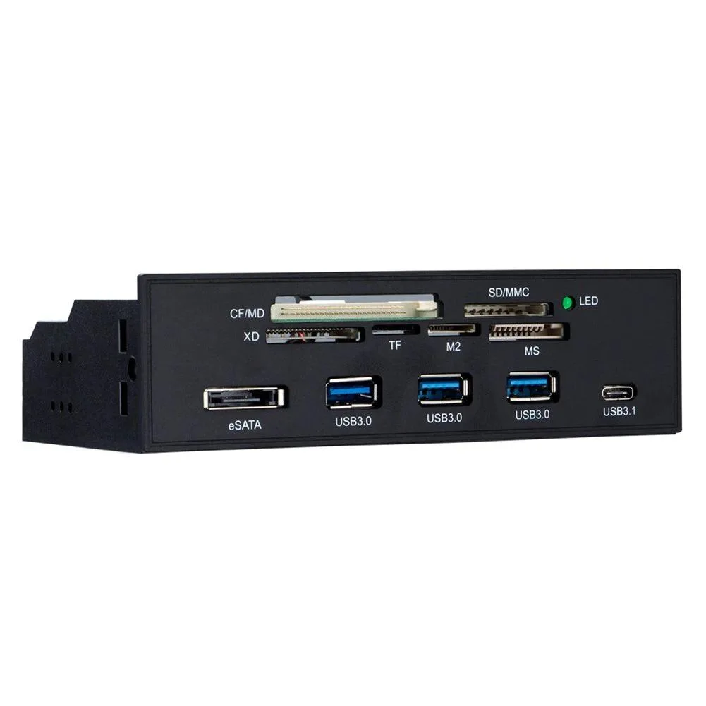 Hetai Tech Hetai Tech 5.25" 8-in-1 Card Reader USB 3.0 3.1 eSATA Black — product photo
