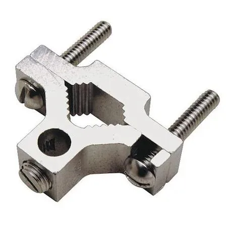 Aluminium pipe ground clamp, slotted steel screw, 2.25 in, pack of 5