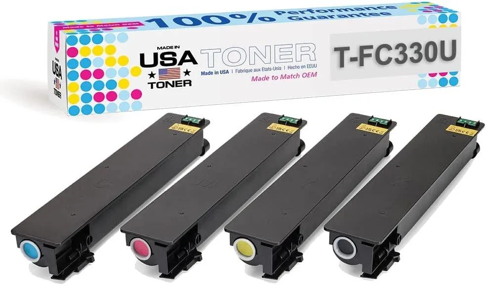 MADE IN USA TONER MADE IN USA TONER Replacement for Toshiba T-FC330 e-Studio 330AC 400AC CMYK 4 Pack Toner Cartridges — product photo
