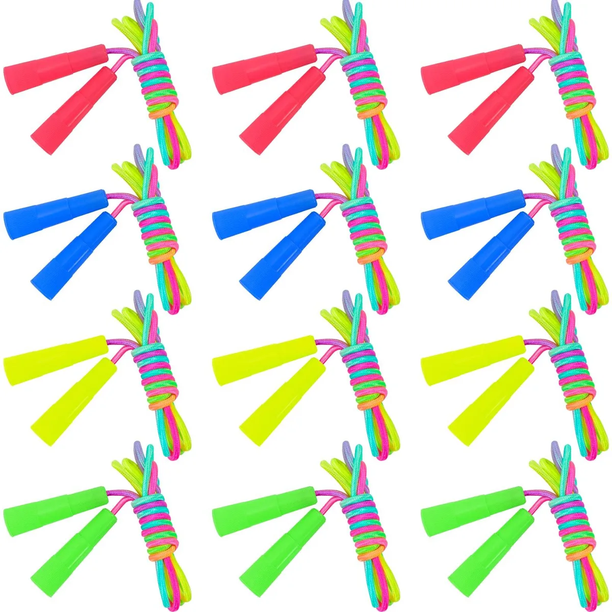 12 Pack Rainbow Jump Rope Set 7.2 Ft Adjustable Outdoor Toy — product photo