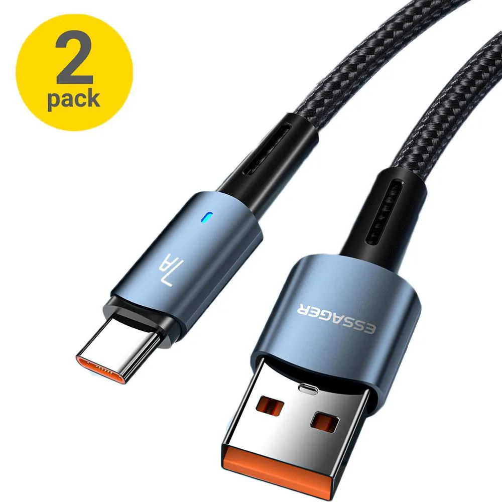 Jansicotek Jansicotek Essager CGA7A USB-A to USB-C Cable 6.6FT 2-Pack Blue 80W 7A — product photo