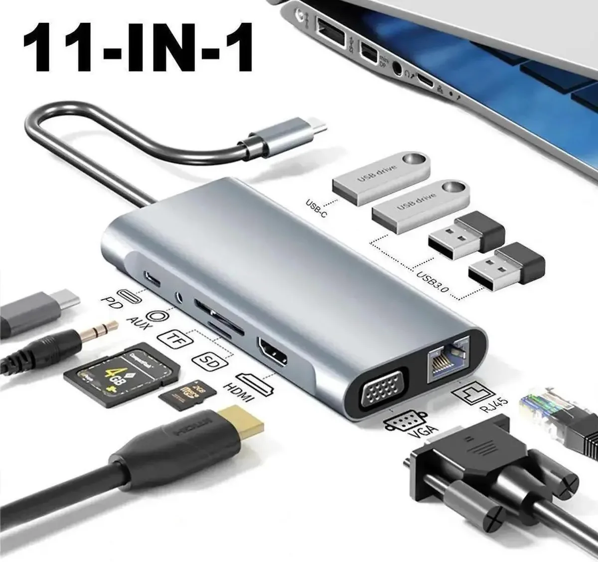 Vszerda Vszerda 11-in-1 USB-C Docking Station Dual Monitor 100W PD — product photo