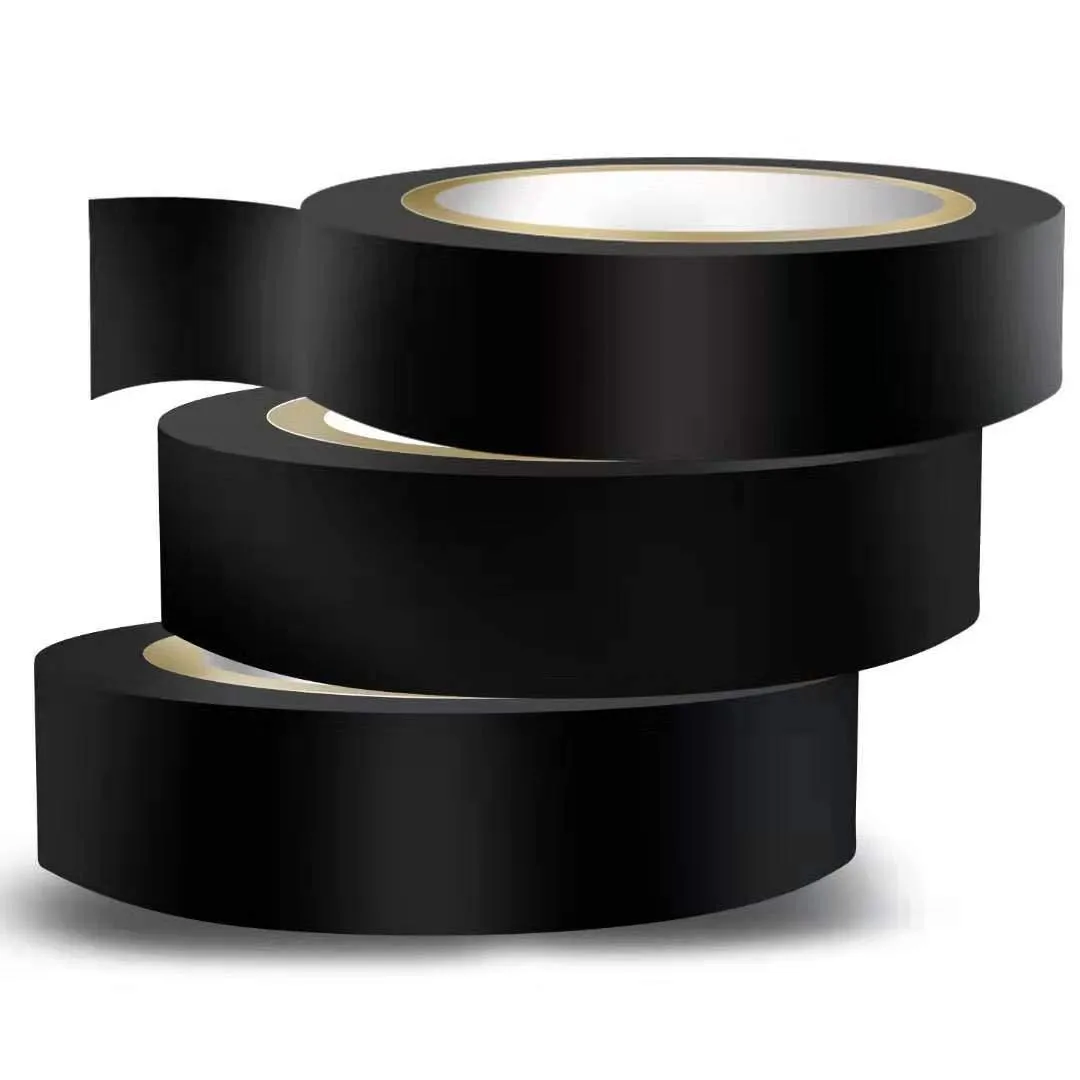 Three black electrical tape rolls .62 in wide 49 ft each