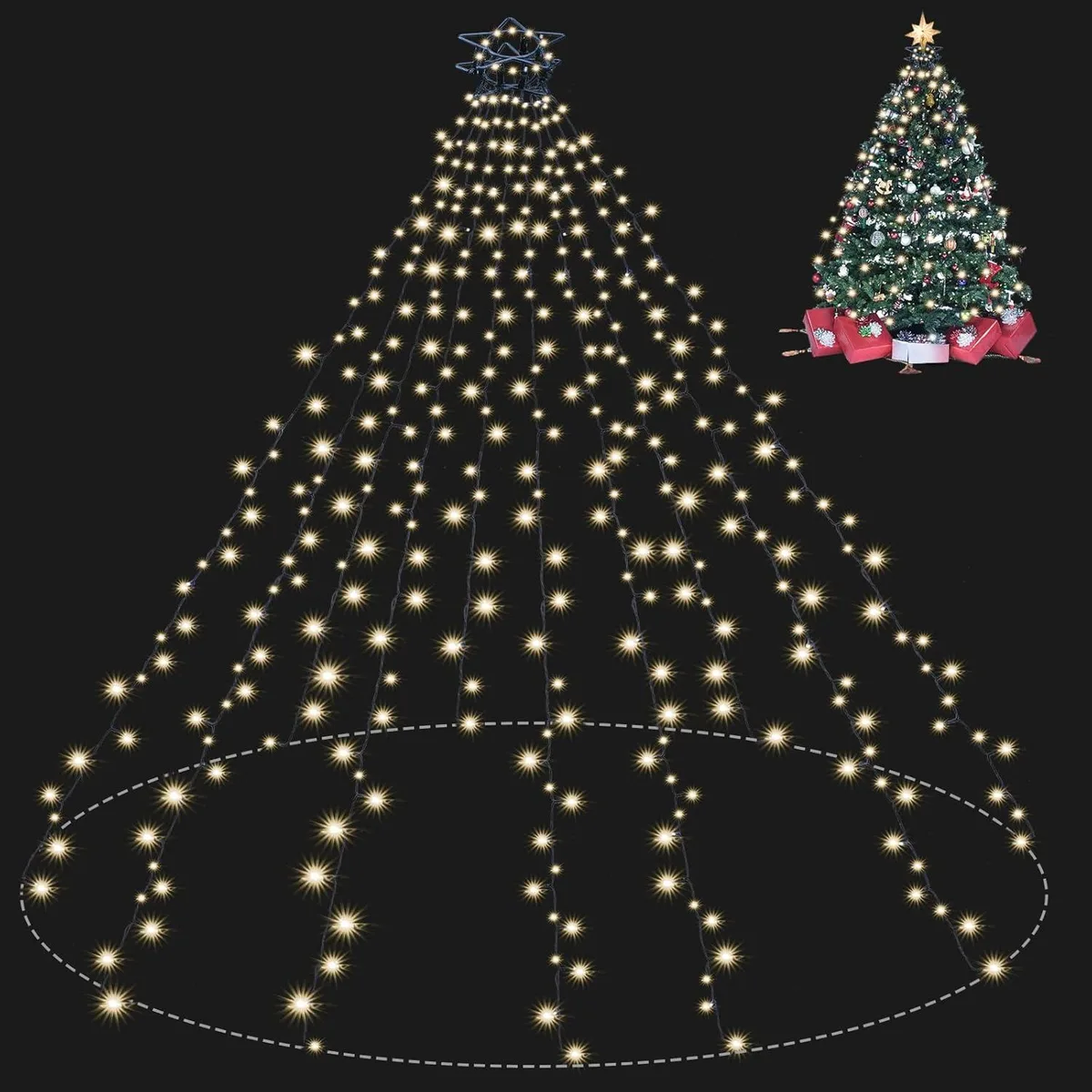 BFKK BFKK 400 LED 9.84Ft 10 Lines Warm White Christmas String Lights — product photo