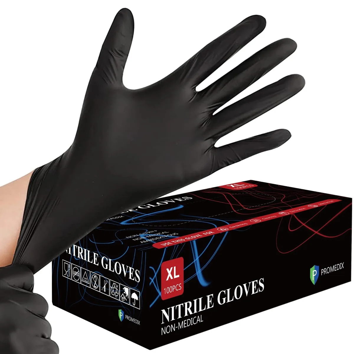  Vibe Size 8 Nitrile Disposable Gloves 100 Count Gray — product photo
