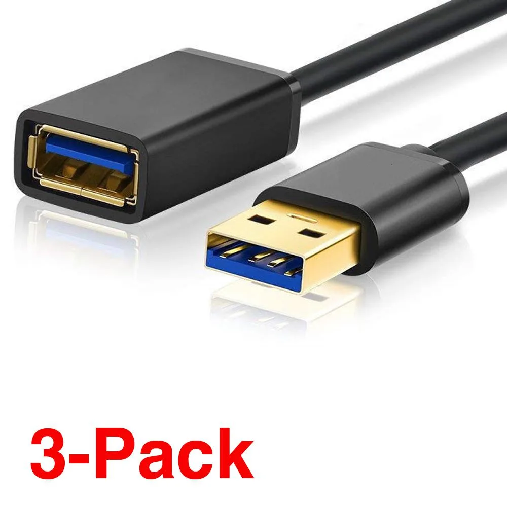 ESTONE ESTONE USB3.0M2F USB 3.0 A Male to A Female Extension Cable 1.64ft 3 Pack — product photo