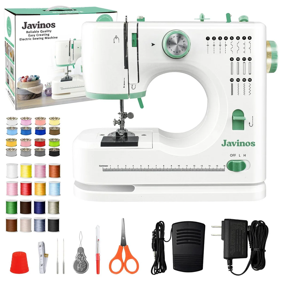 DNBeffulgent DNBeffulgent Sewing Machine 16 Stitches Green 38Pcs Kit — product photo