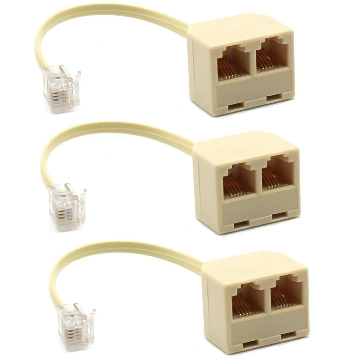 Vszerda Vszerda RJ11 6P4C Telephone Splitter Beige 3 Pack — product photo