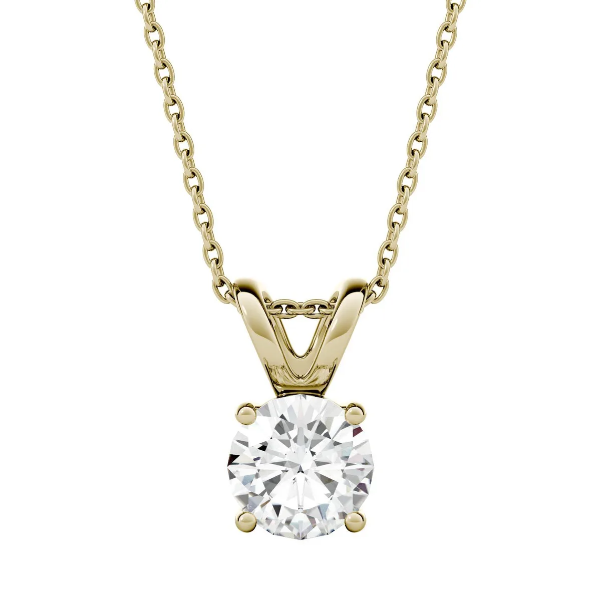 Charles &amp; Colvard Charles &amp; Colvard 14K Yellow Gold Moissanite Round Solitaire Pendant 1.90ct DEW — product photo