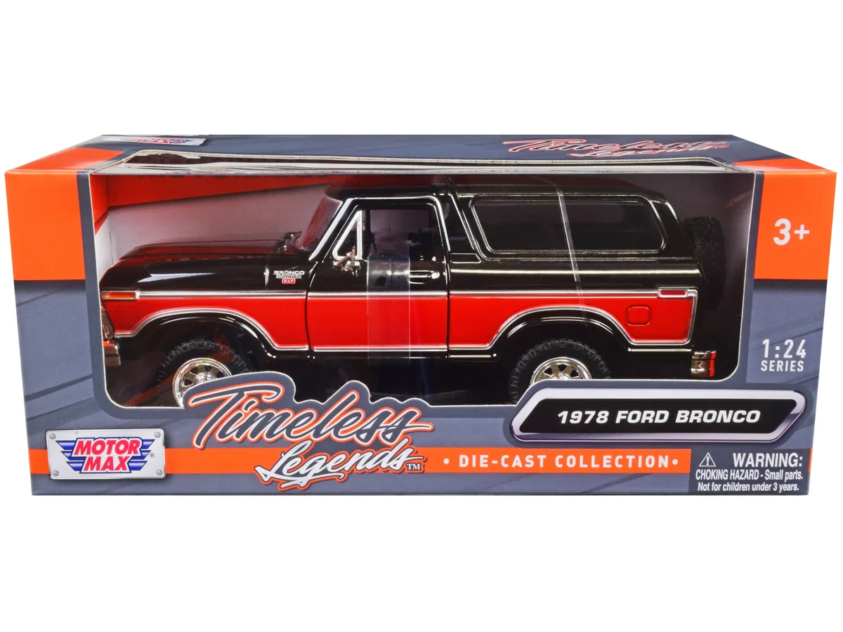 MOTORMAX MOTORMAX 1978 Ford Bronco Ranger XLT 1/24 Diecast Black Red — product photo