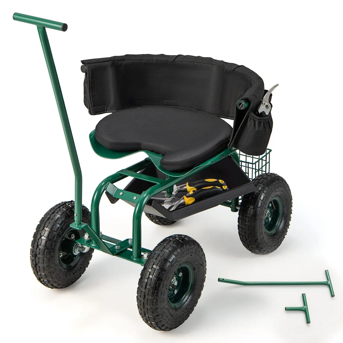 SlickBlue SlickBlue Rolling Garden Cart Green 35.5x23x41 330 lb 10" tires — product photo